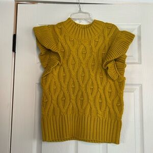 Anthropologie Golden Cable Knit Sweater
